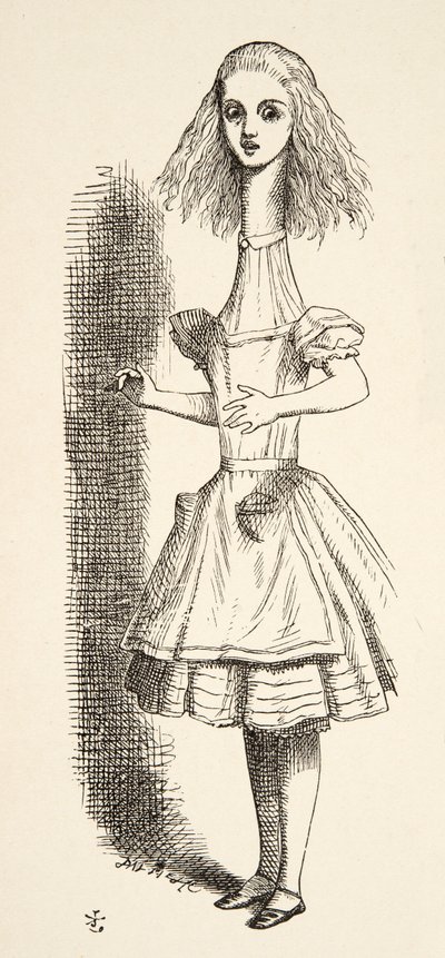 Alice wächst, aus Alice im Wunderland von Lewis Carroll, veröffentlicht 1891 von John Tenniel